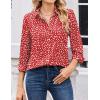 Zeagoo Women Blouses Chiffon Long Sleeve Button Down Shirts Business Causal Dressy Work Top V Neck Summer Spring Clothes(Red White Polka Dots)