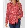 Zeagoo Women Blouses Chiffon Long Sleeve Button Down Shirts Business Causal Dressy Work Top V Neck Summer Spring Clothes(Red White Polka Dots)