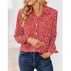 Zeagoo Women Blouses Chiffon Long Sleeve Button Down Shirts Business Causal Dressy Work Top V Neck Summer Spring Clothes(Red White Polka Dots)