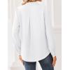 Zeagoo Women Blouses Chiffon Long Sleeve Button Down Shirts Business Causal Dressy Work Top V Neck Summer Spring Clothes(White (Sheer))