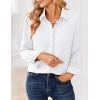 Zeagoo Women Blouses Chiffon Long Sleeve Button Down Shirts Business Causal Dressy Work Top V Neck Summer Spring Clothes(White (Sheer))