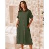 Zeagoo Women Dresses Summer Casual Short Sleeve Button Down Shirt Dresses 2026 Beach Cover Up with Pockets(A02-army Green)