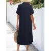 Zeagoo Women Dresses Summer Casual Short Sleeve Button Down Shirt Dresses 2026 Beach Cover Up with Pockets(A03-navy Blue)
