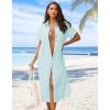 Zeagoo Women Dresses Summer Casual Short Sleeve Button Down Shirt Dresses 2026 Beach Cover Up with Pockets(Baby Blue)