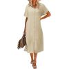 Zeagoo Women Dresses Summer Casual Short Sleeve Button Down Shirt Dresses 2026 Beach Cover Up with Pockets(B-apricot)