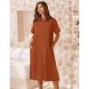 Zeagoo Women Dresses Summer Casual Short Sleeve Button Down Shirt Dresses 2026 Beach Cover Up with Pockets(Brick Red)