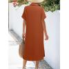 Zeagoo Women Dresses Summer Casual Short Sleeve Button Down Shirt Dresses 2026 Beach Cover Up with Pockets(Brick Red)