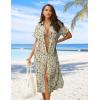 Zeagoo Women Dresses Summer Casual Short Sleeve Button Down Shirt Dresses 2026 Beach Cover Up with Pockets(Floral Print Apricot)