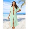 Zeagoo Women Dresses Summer Casual Short Sleeve Button Down Shirt Dresses 2026 Beach Cover Up with Pockets(Ice Green)
