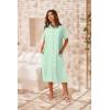 Zeagoo Women Dresses Summer Casual Short Sleeve Button Down Shirt Dresses 2026 Beach Cover Up with Pockets(Ice Green)