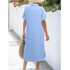 Zeagoo Women Dresses Summer Casual Short Sleeve Button Down Shirt Dresses 2026 Beach Cover Up with Pockets(Light Blue)