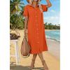 Zeagoo Women Dresses Summer Casual Short Sleeve Button Down Shirt Dresses 2026 Beach Cover Up with Pockets(Orange)