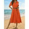 Zeagoo Women Dresses Summer Casual Short Sleeve Button Down Shirt Dresses 2026 Beach Cover Up with Pockets(Orange)