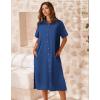 Zeagoo Women Dresses Summer Casual Short Sleeve Button Down Shirt Dresses 2026 Beach Cover Up with Pockets(Royal Blue)