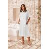 Zeagoo Women Dresses Summer Casual Short Sleeve Button Down Shirt Dresses 2026 Beach Cover Up with Pockets(White)