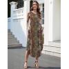 Zeagoo Women Floral Summer Casual Beach Printed Tank Dress with Pockets Pleated Front Long Dress(2602 Boho Print)
