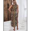 Zeagoo Women Floral Summer Casual Beach Printed Tank Dress with Pockets Pleated Front Long Dress(2602 Boho Print)