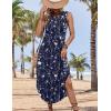 Zeagoo Women Floral Summer Casual Beach Printed Tank Dress with Pockets Pleated Front Long Dress(2602 Navy Floral)