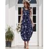 Zeagoo Women Floral Summer Casual Beach Printed Tank Dress with Pockets Pleated Front Long Dress(2602 Navy Floral)