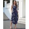 Zeagoo Women Floral Summer Casual Beach Printed Tank Dress with Pockets Pleated Front Long Dress(2602 Navy Floral)