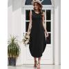 Zeagoo Women Floral Summer Casual Beach Printed Tank Dress with Pockets Pleated Front Long Dress(A-black)