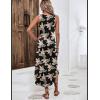 Zeagoo Women Floral Summer Casual Beach Printed Tank Dress with Pockets Pleated Front Long Dress(Black Print)