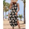 Zeagoo Women Floral Summer Casual Beach Printed Tank Dress with Pockets Pleated Front Long Dress(Black Print)