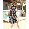 Zeagoo Women Floral Summer Casual Beach Printed Tank Dress with Pockets Pleated Front Long Dress(Black Print)