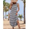 Zeagoo Women Floral Summer Casual Beach Printed Tank Dress with Pockets Pleated Front Long Dress(Black Striped)