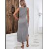Zeagoo Women Floral Summer Casual Beach Printed Tank Dress with Pockets Pleated Front Long Dress(Black Striped)