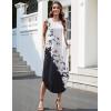 Zeagoo Women Floral Summer Casual Beach Printed Tank Dress with Pockets Pleated Front Long Dress(Black/White Print)