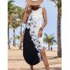 Zeagoo Women Floral Summer Casual Beach Printed Tank Dress with Pockets Pleated Front Long Dress(Black/White Print)