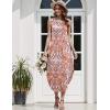 Zeagoo Women Floral Summer Casual Beach Printed Tank Dress with Pockets Pleated Front Long Dress(Boho Print)