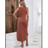 Zeagoo Women Floral Summer Casual Beach Printed Tank Dress with Pockets Pleated Front Long Dress(Brick Red)