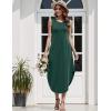 Zeagoo Women Floral Summer Casual Beach Printed Tank Dress with Pockets Pleated Front Long Dress(Deep Green)