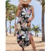 Zeagoo Women Floral Summer Casual Beach Printed Tank Dress with Pockets Pleated Front Long Dress(Floral Leaf Black)