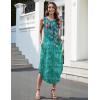 Zeagoo Women Floral Summer Casual Beach Printed Tank Dress with Pockets Pleated Front Long Dress(Green Flower)