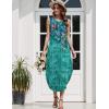 Zeagoo Women Floral Summer Casual Beach Printed Tank Dress with Pockets Pleated Front Long Dress(Green Flower)