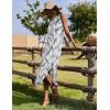 Zeagoo Women Floral Summer Casual Beach Printed Tank Dress with Pockets Pleated Front Long Dress(Leaf Print White)