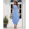 Zeagoo Women Floral Summer Casual Beach Printed Tank Dress with Pockets Pleated Front Long Dress(Light Blue Floral)