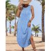 Zeagoo Women Floral Summer Casual Beach Printed Tank Dress with Pockets Pleated Front Long Dress(Light Blue Floral)