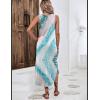 Zeagoo Women Floral Summer Casual Beach Printed Tank Dress with Pockets Pleated Front Long Dress(Mix Blue White)