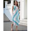 Zeagoo Women Floral Summer Casual Beach Printed Tank Dress with Pockets Pleated Front Long Dress(Mix Blue White)