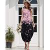 Zeagoo Women Floral Summer Casual Beach Printed Tank Dress with Pockets Pleated Front Long Dress(Pink+black Print)