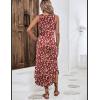 Zeagoo Women Floral Summer Casual Beach Printed Tank Dress with Pockets Pleated Front Long Dress(Red Floral)
