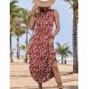 Zeagoo Women Floral Summer Casual Beach Printed Tank Dress with Pockets Pleated Front Long Dress(Red Floral)