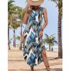 Zeagoo Women Floral Summer Casual Beach Printed Tank Dress with Pockets Pleated Front Long Dress(Tropical Leaf)