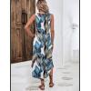 Zeagoo Women Floral Summer Casual Beach Printed Tank Dress with Pockets Pleated Front Long Dress(Tropical Leaf)