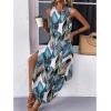 Zeagoo Women Floral Summer Casual Beach Printed Tank Dress with Pockets Pleated Front Long Dress(Tropical Leaf)