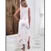 Zeagoo Women Floral Summer Casual Beach Printed Tank Dress with Pockets Pleated Front Long Dress(White Floral)
